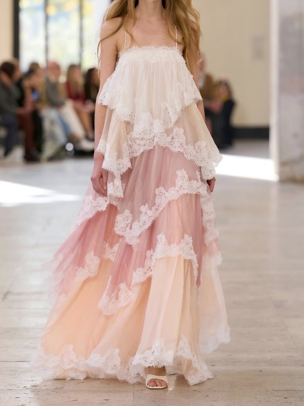 AJE. Ophelia lace-trimmed ruffled chiffon gown